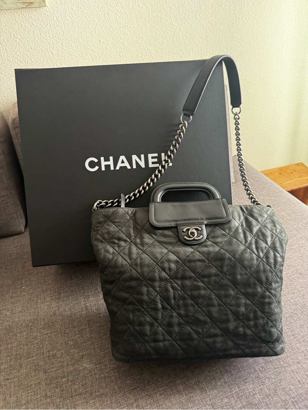 Black quilted calfskin Chanel In-The-Mix Shopping Tote -